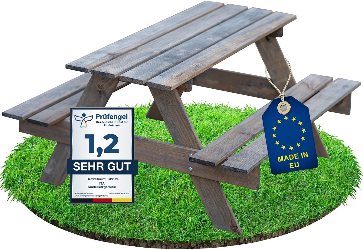 Omgoods - Houten Kinder Picknicktafel met 2 Banken - Voor Binnen en Buiten Gebruik