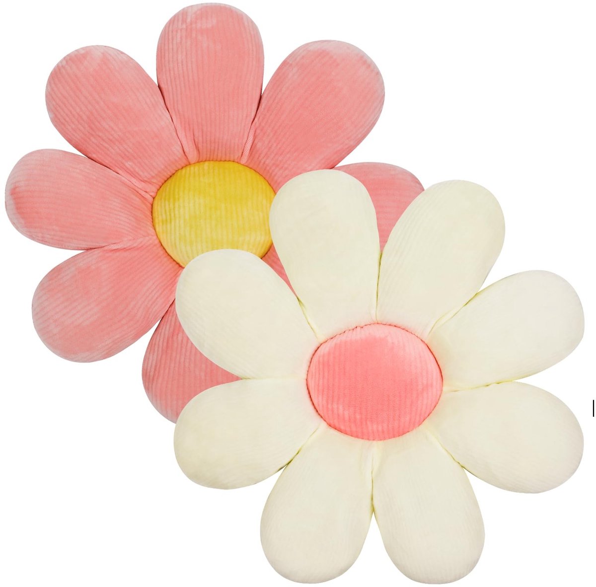 Omgoods - 2 x Flower Cushion Daisy Shape - Zachte Fluffy Petal Kussens 40cm