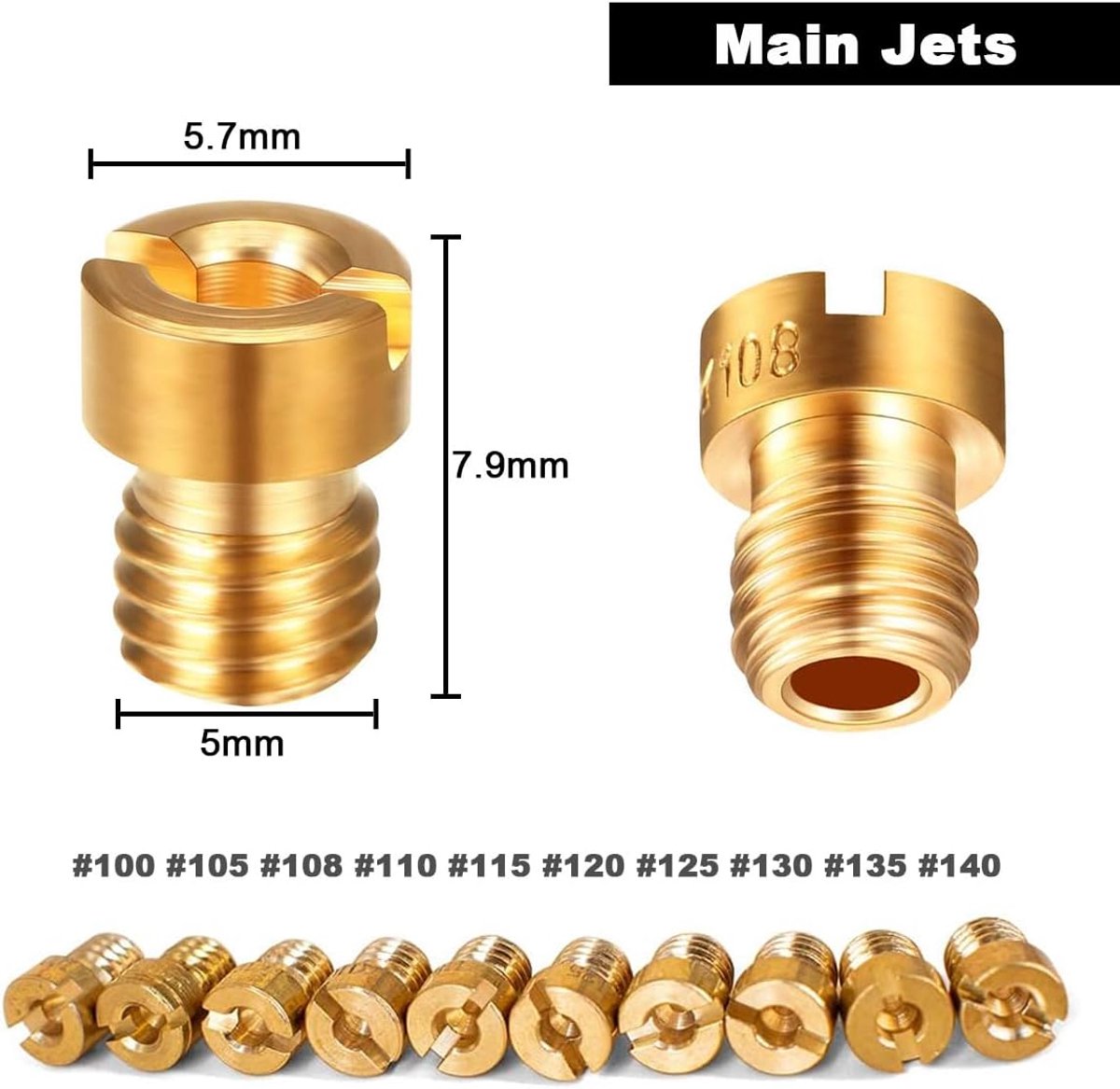 40 stuks carburateur jets kit voor PWK Keihin OKO CVK KOSO PE PWM carburateur (30 stuks hoofdstralen & 10 stuks langzame pilotenjets), met carburateur reinigingsborstel kit