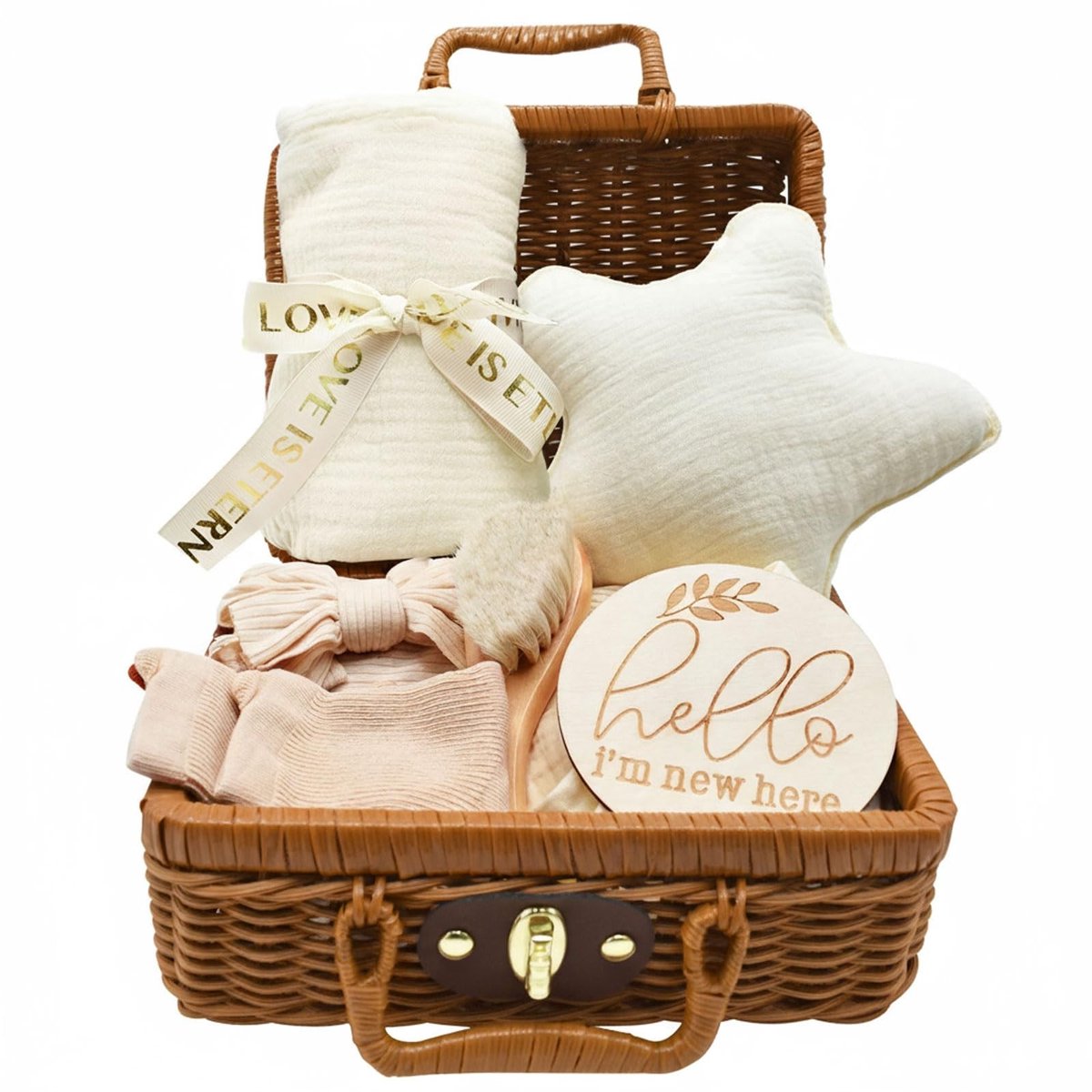 Omgoods - 7-delige Baby Cadeauset voor Jongens en Meisjes - Inclusief Deken, Haarband, Borstel, Sokken en Souvenirdoos