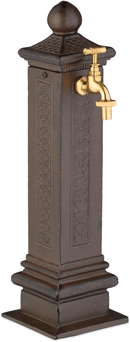 Omgoods - Antieke Waterkolom met Kraan - Tuindecoratie en Buitenkraan 47x14x18.5cm