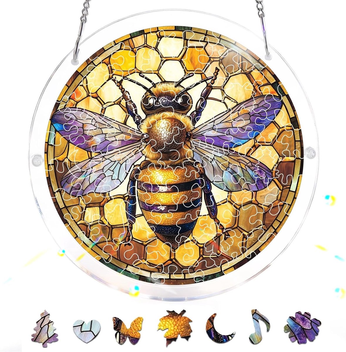 83-Delige Acryl Puzzel-Zonnvanger –Bij Raamhanger in Glas-in-Loodstijl, Creatief Moederdagcadeau, Zonnvanger-Decoratie Voor Tuin & Huis, Verjaardagscadeau, 18x18 cm A199