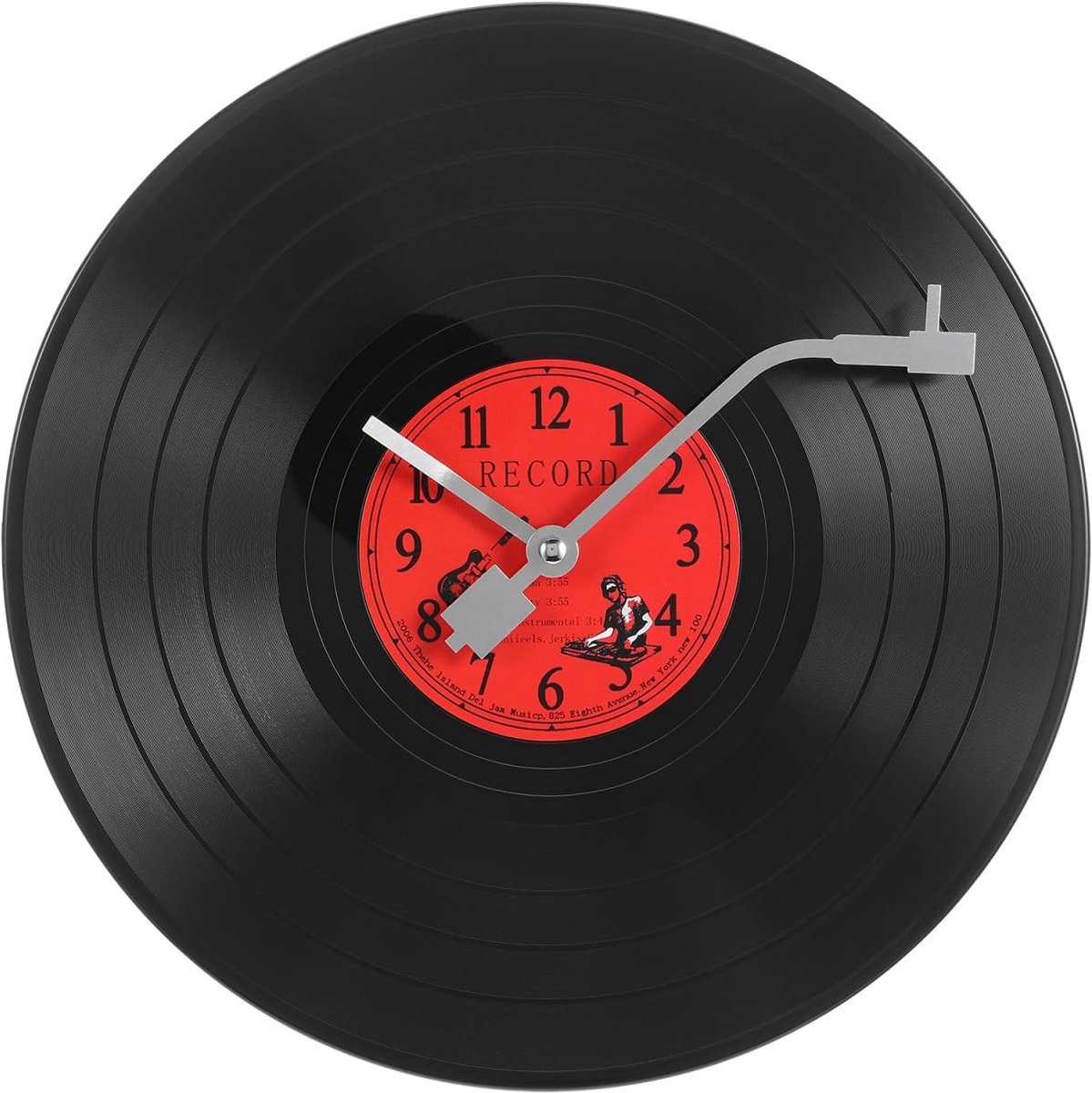 Omgoods - Vinyl Wandklok - Retro Wanddecoratie - Vintage Uiterlijk - 30x30cm - Praktische Klok - Geschikt voor Thuis en Kantoor - Analoog