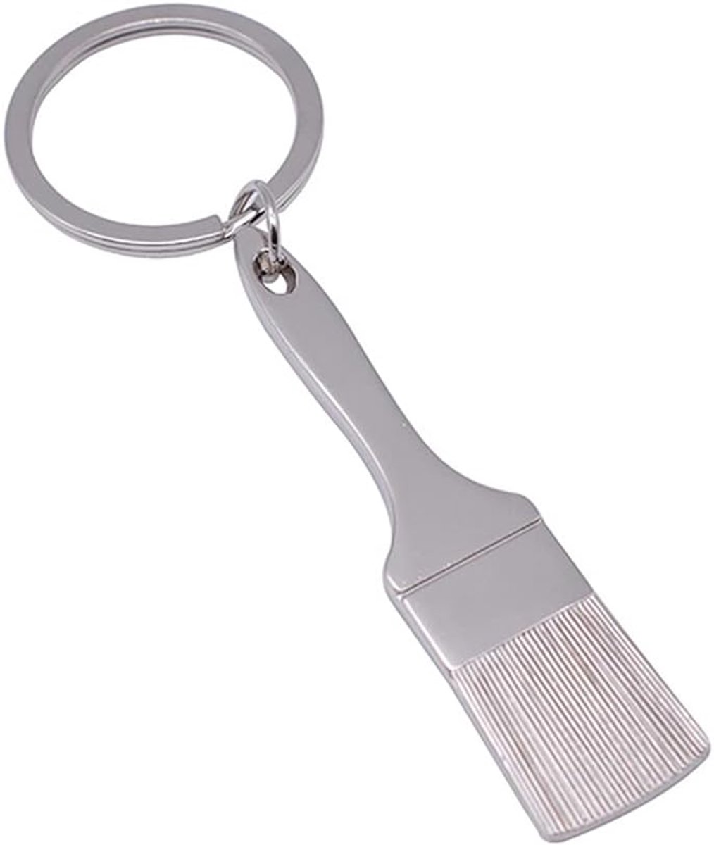 Sleutelhanger Verf Borstel Hanger Sleutelhanger Metalen Sleutelhanger, Kerst/Verjaardagscadeau voor Mannen en Vrouwen Zilver