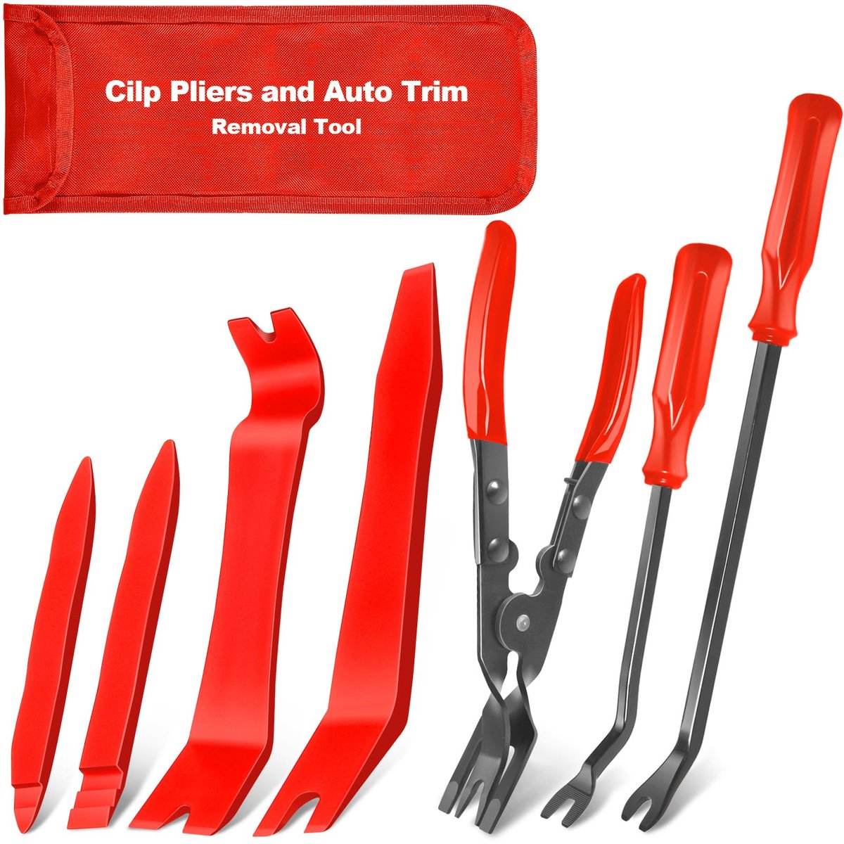 Omgoods- Auto Clip Tang Set 7 Stuks - Demontageset - Bevestigingsverwijderaar - Precisiehaakset - Haak- en Pickset - Opbergtas voor Automotive