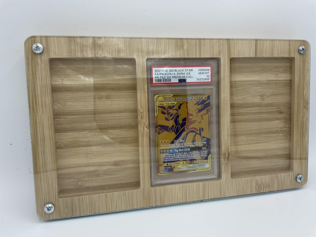 Omgoods - Bamboo Houten Kaartenstandaard voor Drie Graded Trading Cards