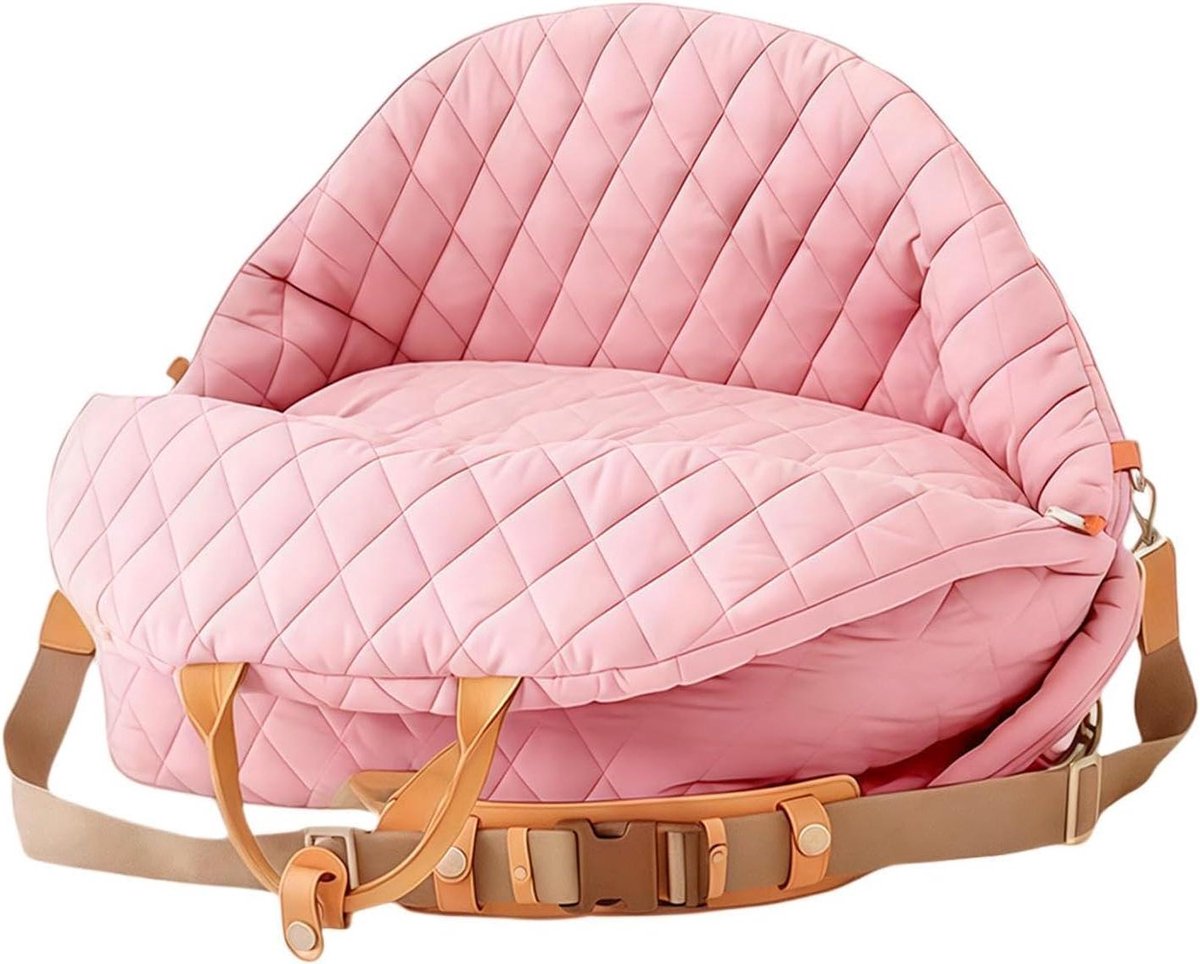 Huisdier Autostoel - Reisdrager Hond - Veilig Reizen - Omhullende Nekrol - 40 x 37 x 11 cm - Roze
