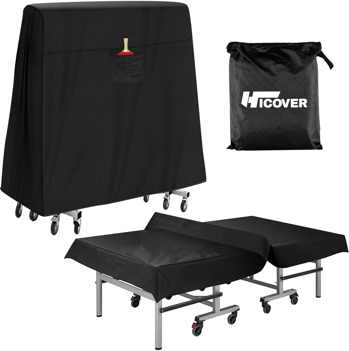 Omgoods - Waterdichte Pingpong Tafel Cover - Geschikt voor 9x5 FT Tafels, Inclusief Peddeltas