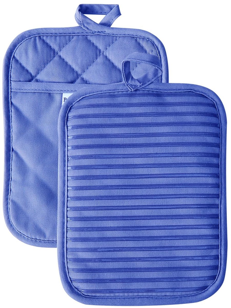Omgoods - Set van 2 Hittebestendige Ovenwant en Onderzetter - Zacht Silicone in Donkerblauw