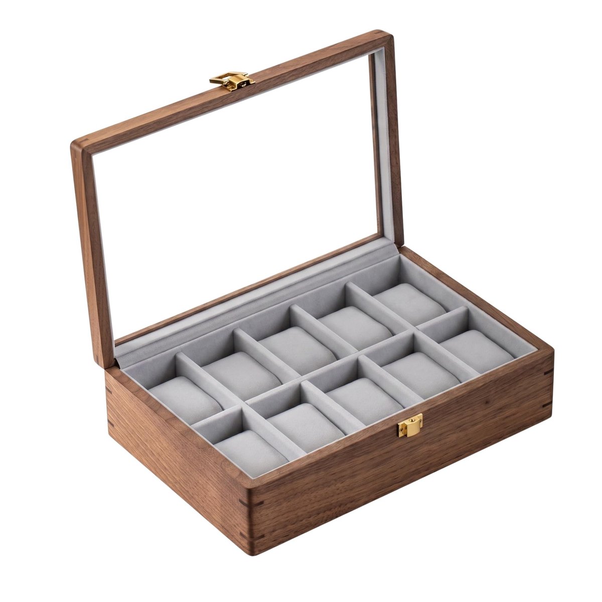Omgoods - Heren Horloge Opbergdoos - 10 Slots met Glazen Deksel
