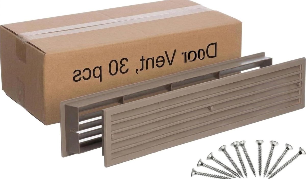 Ventilatiegrille Deur - Ventilatie rooster - Luchtcirculatie Verbeteren - Dubbelzijdig Montagesysteem - 450 x 92 mm - Beige