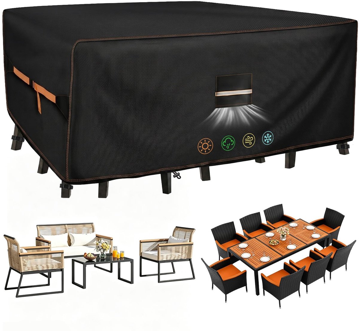 Omgoods - Tuinmeubelhoes 300 x 200 x 90 cm Waterdicht en UV-Beschermend