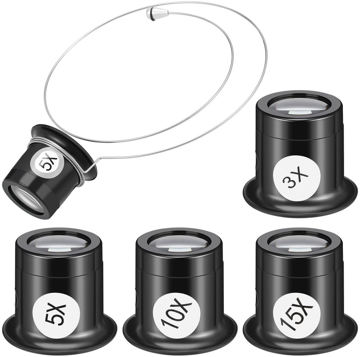 Omgoods- Vergrootglas met stalen beugels - Juweliersvergrootglas - Draagbaar - 4x Vergrootglas - Geschikt voor horlogemakers - Afmetingen 3,90 x 3,80 x 3,80 cm - Juweliersloep