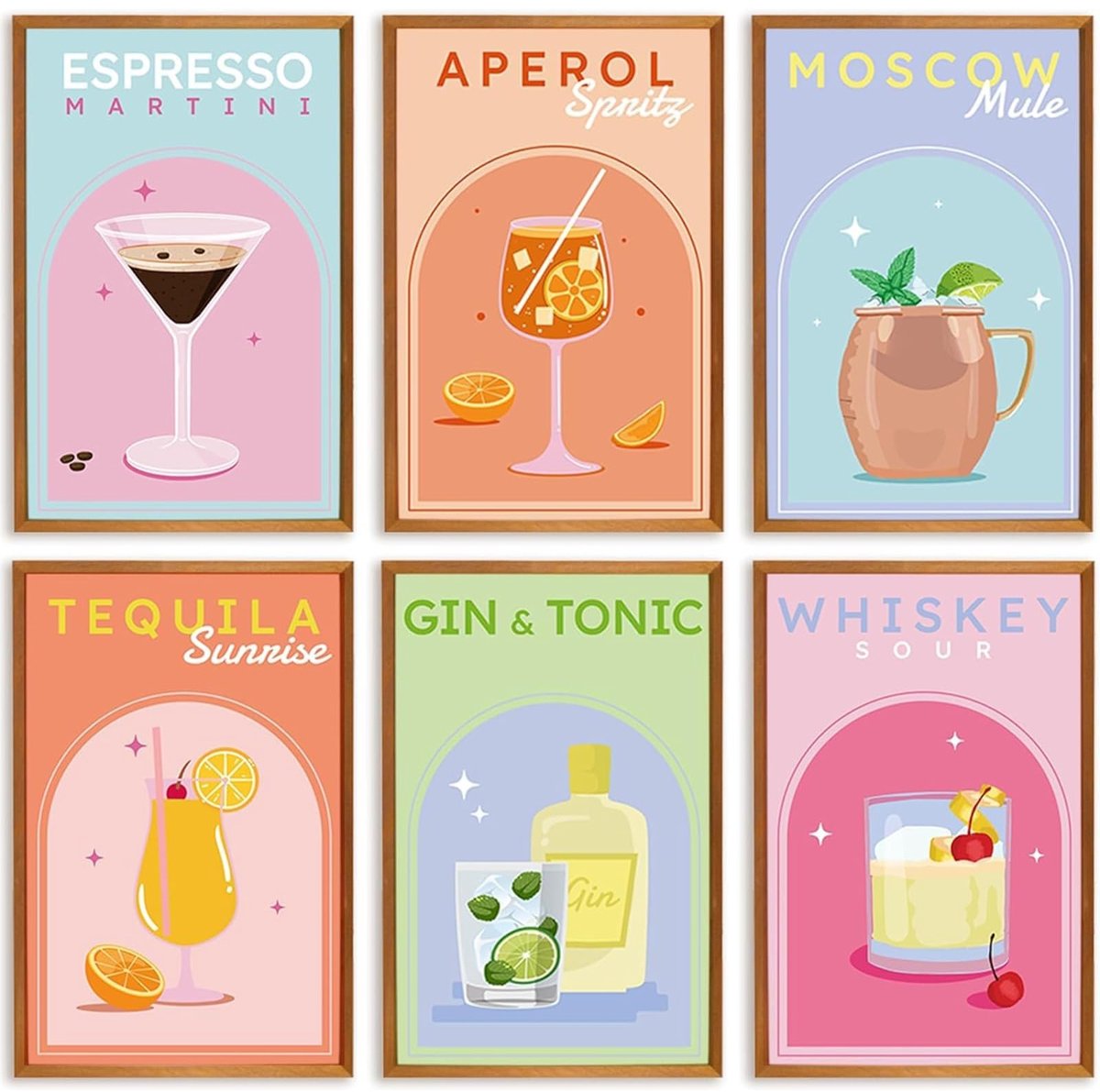 Omgoods - Paint by Number Set voor Volwassenen - 6 Stuks Cocktailglas Digitale Schilderkit