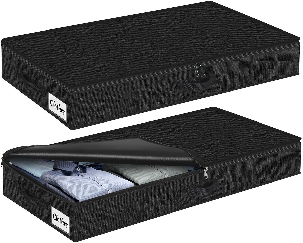 Omgoods - Onderbed Opbergdozen met Deksel - 2-Pack 12cm Laag Profiel