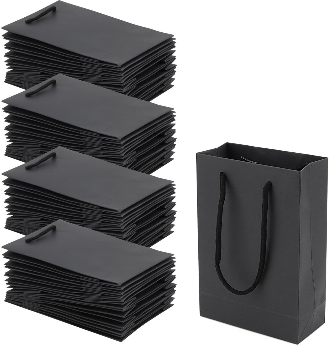 Omgoods - 40 Stuks Zwarte Cadeautassen met Handvatten - 13x6x19 cm voor Feesten en Bruiloften