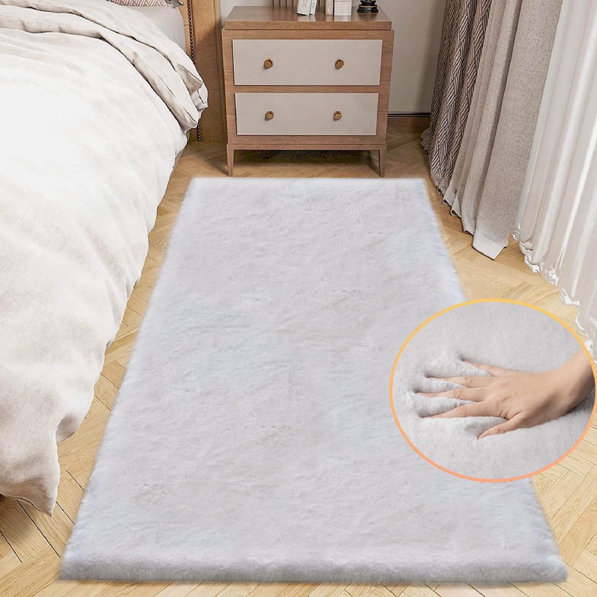 Omgoods - Fluffy Grijze Vloerkleed 60 x 180 cm voor Slaapkamer