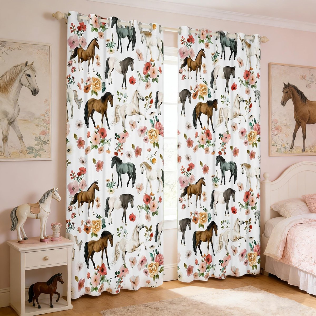 Omgoods - Horse Gordijnen voor Kinderen - 30%-50% Blackout - W 46 x 72 cm