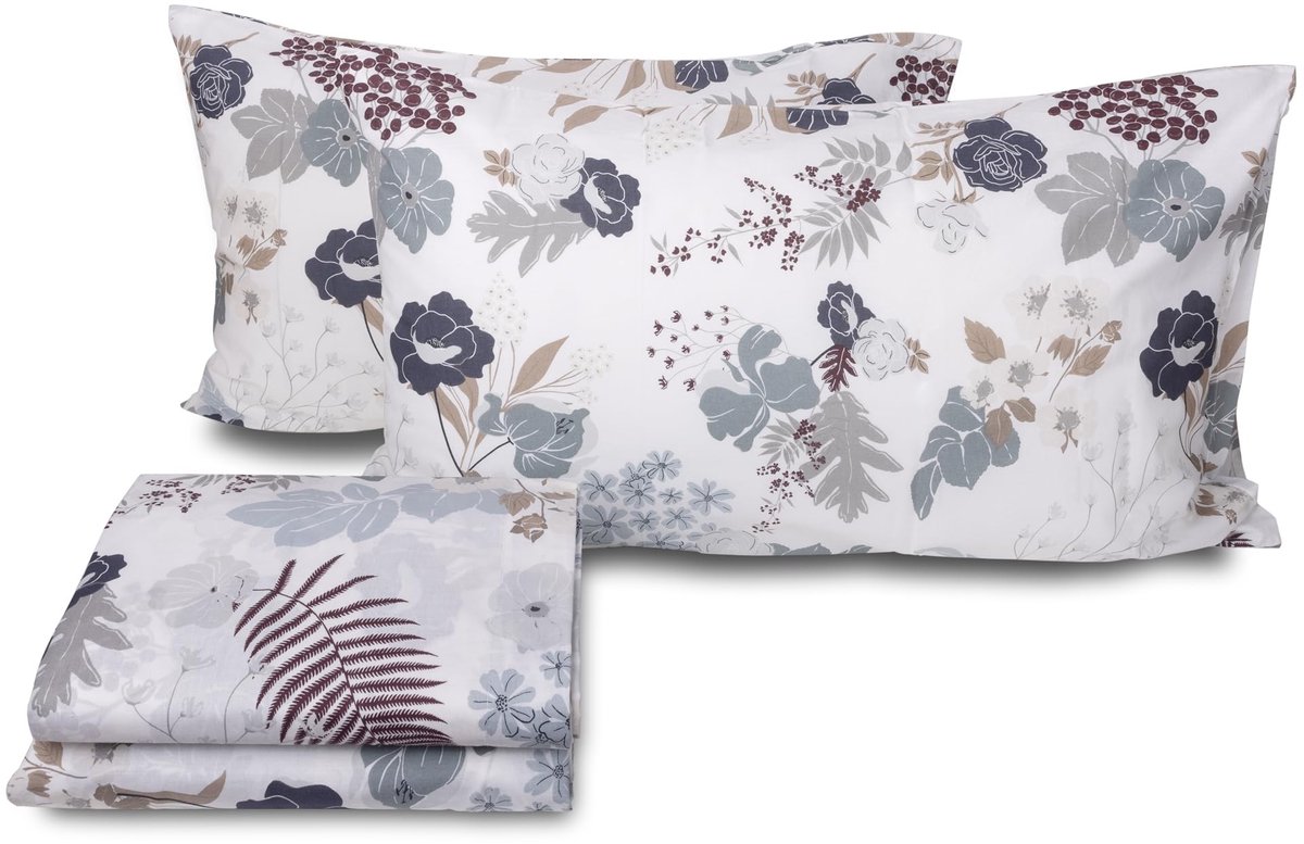 Omgoods - Bedlinnen Set voor Tweepersoonsbed, Katoen met Bloemenpatroon