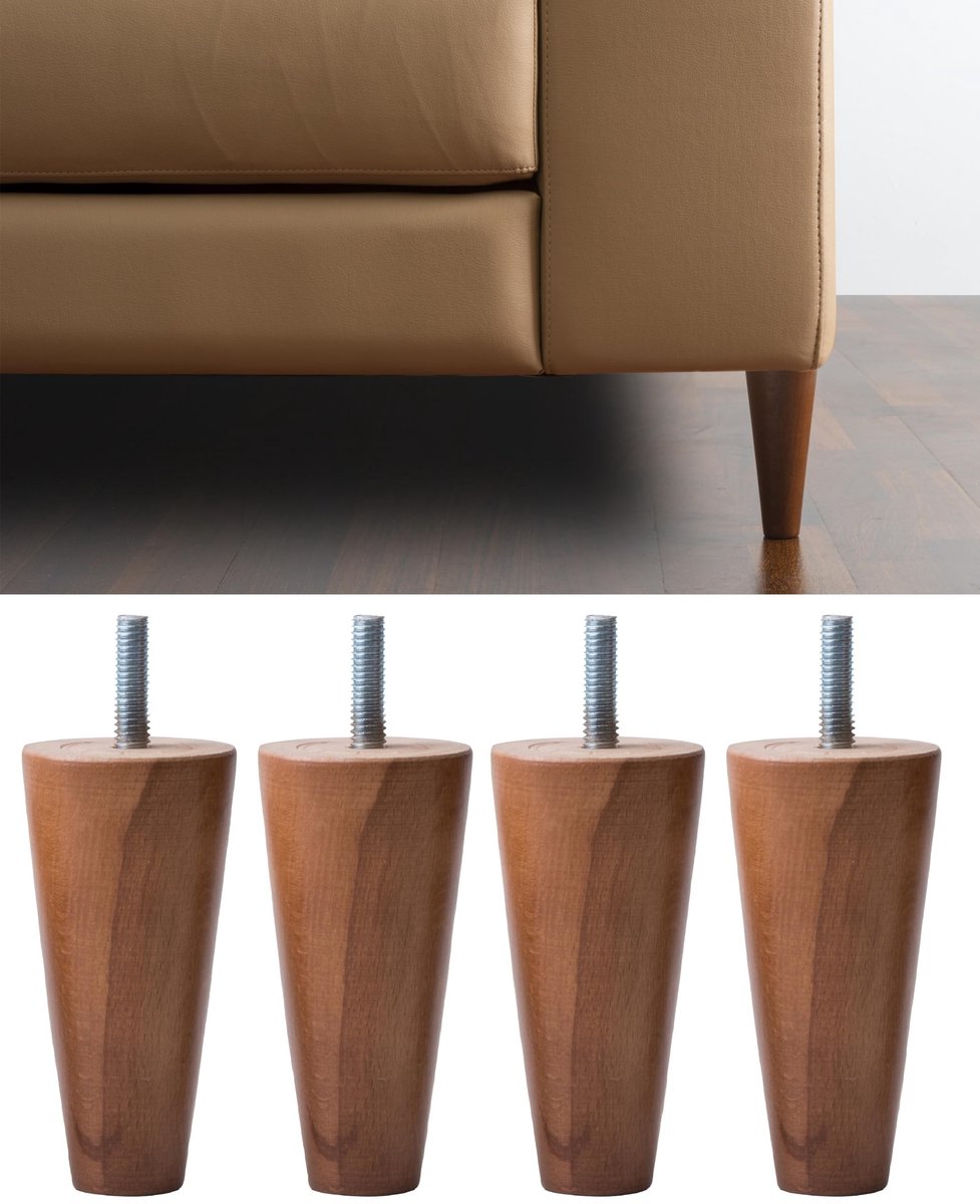 Omgoods - Houten Meubelpoten - Walnootkleur, Set van 4 voor Kasten en Stoelen