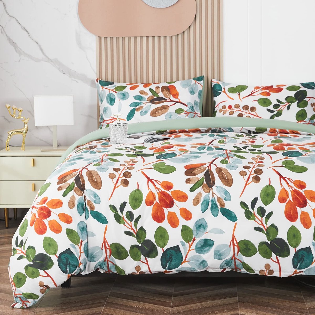 Omgoods - Microfiber Dekbedovertrek Set met Bloemenmotief 230 x 260 cm
