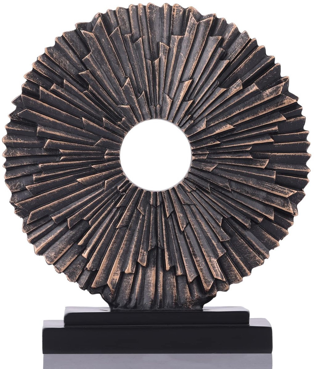 Decoratief Beeldje – Moderne Abstracte Sculptuur van Hars, Getextureerd, Zwart-Goud, 24 cm