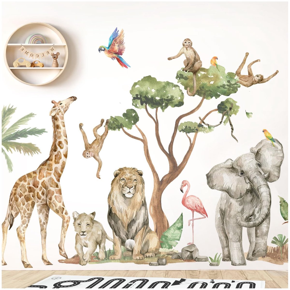Omgoods - XXL Wandsticker Set Dieren uit de Jungle voor Kinderen