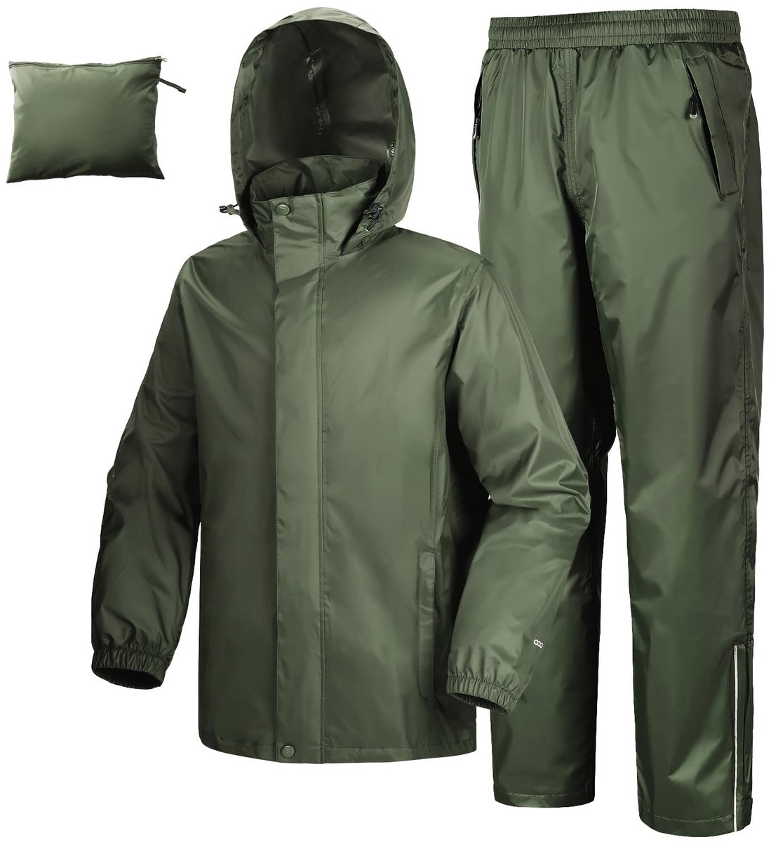 Omgoods - Vouwbare Waterdichte Rainsuit voor Mannen en Vrouwen - Army Green