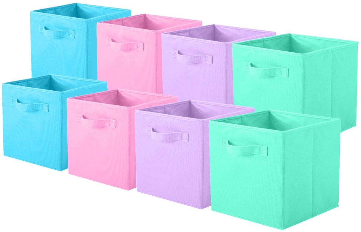 Omgoods - Set van 8 Vouwbare Opbergdozen van Stof - Organiser voor Kinderkamer