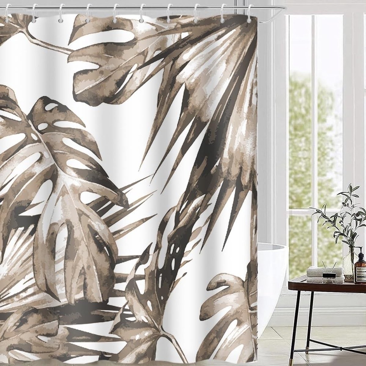 Omgoods - Tropisch Douchegordijn met Palmbladeren 180 x 200 cm