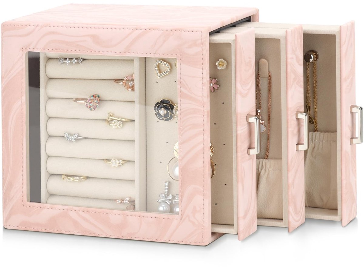 Omgoods - Sieraden Organizer met Lades voor Vrouwen - Roze