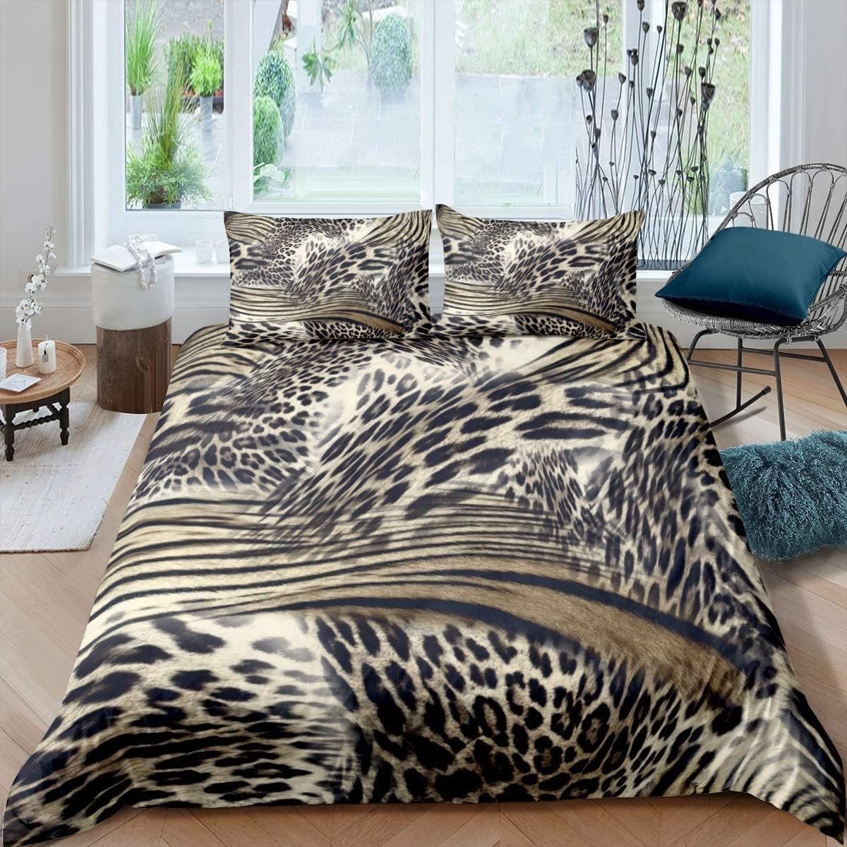 Omgoods - Duvet Cover Set met Luipaardprint Super King Size