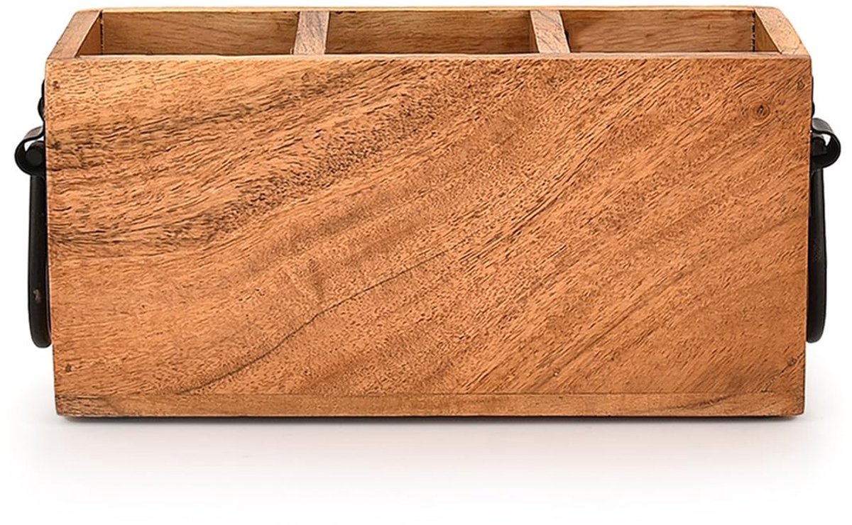Omgoods - Organizer Bestekhouder voor Keuken - 3 Compartimenten in Hout