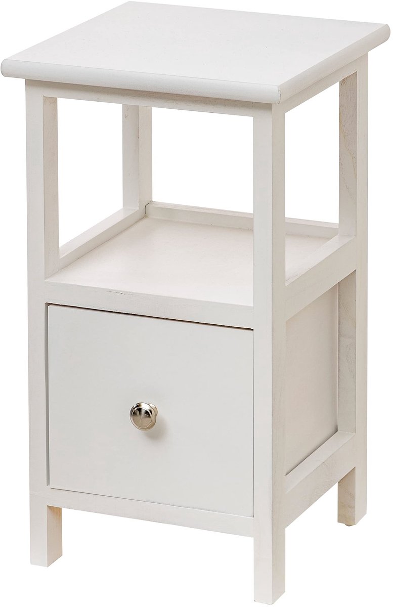 Omgoods - Multifunctionele Nachtkastje met 1 Lade en 1 Plank - Wit