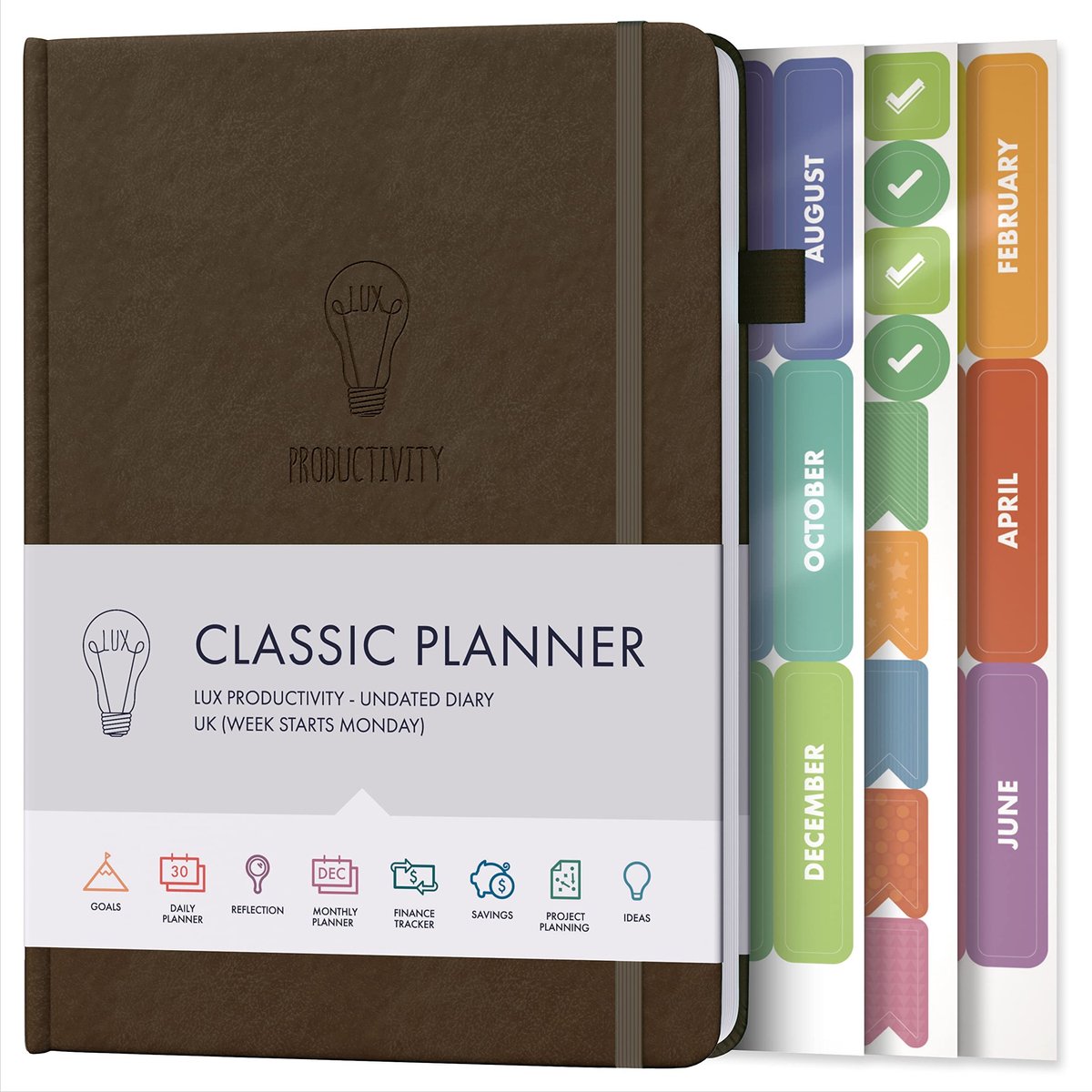 Omgoods - Chocolade Bruin Classic Productiviteit Planner - Ongegevend Dagboek en Doelen Planner