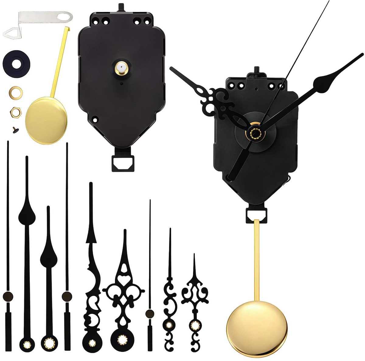 Omgoods - Geluidsloze Quartz Pendule Beweging - 3-Handen Wandklok Vervangset