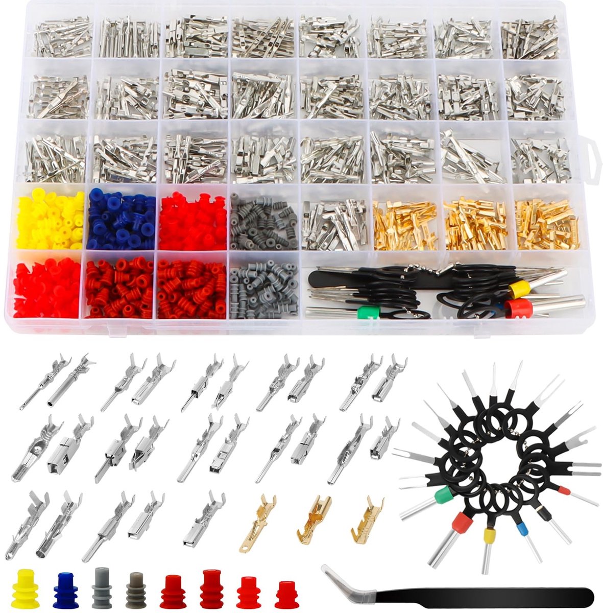 Omgoods - 969-delige Auto Connector Pins Kit - Crimpverbindingen voor Verschillende Kabels