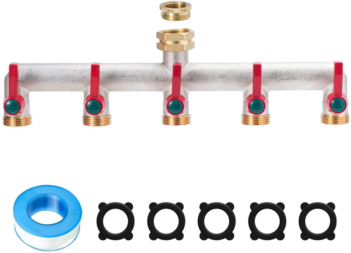 Omgoods - 5-voudige Waterverdeler van Messing voor Tuinslang