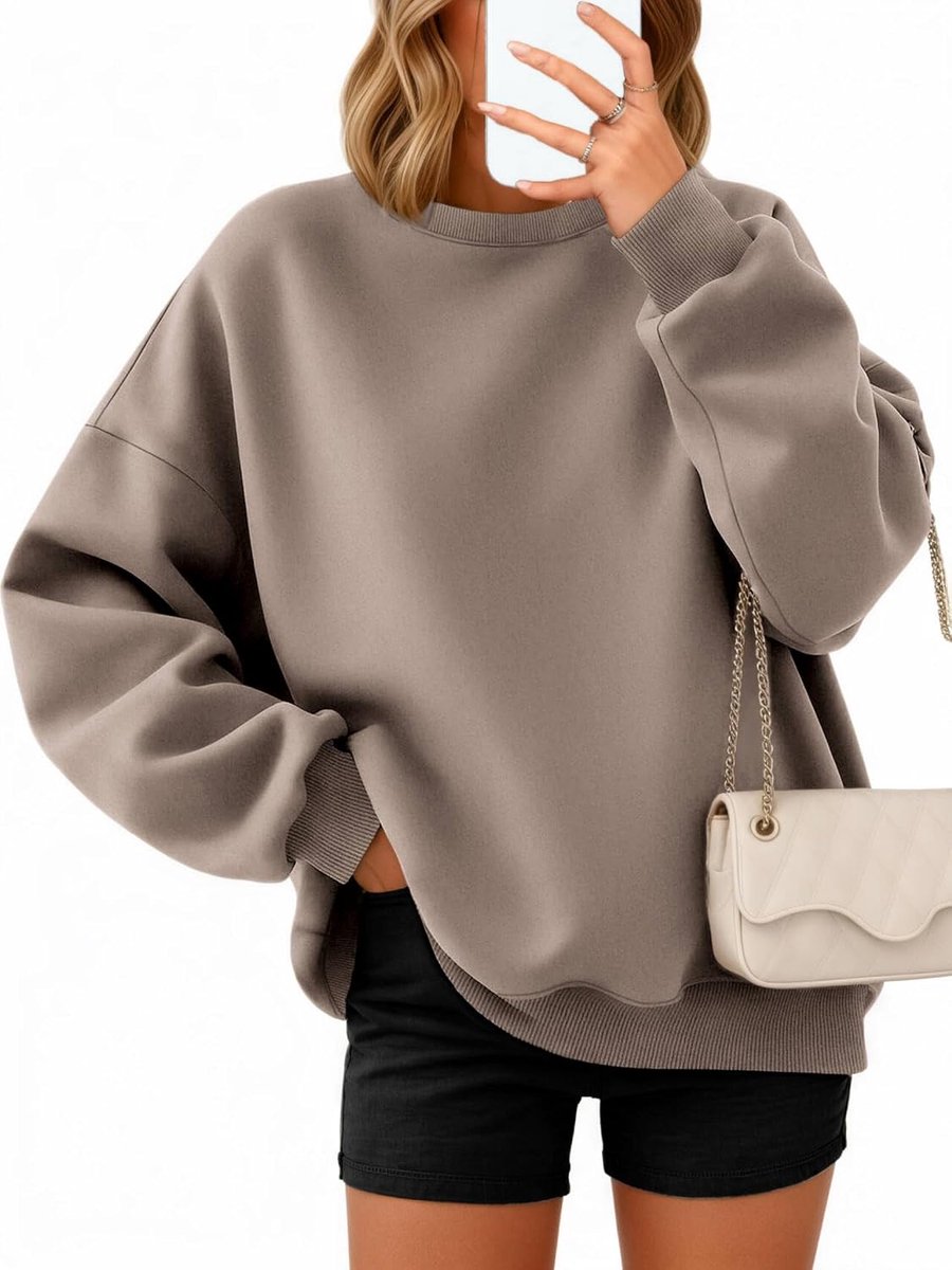 Damestrui met lange mouwen, fleece, ronde hals, sweatshirt, bovenstuk, herfst, winter, tienermeisjes, kleding
