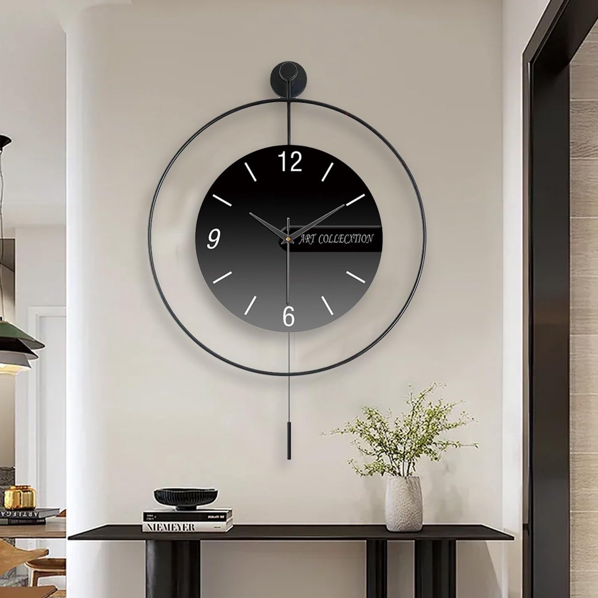 Omgoods - Grote Moderne Wandklok - Stille Pendulum Klok voor Keuken en Kantoor