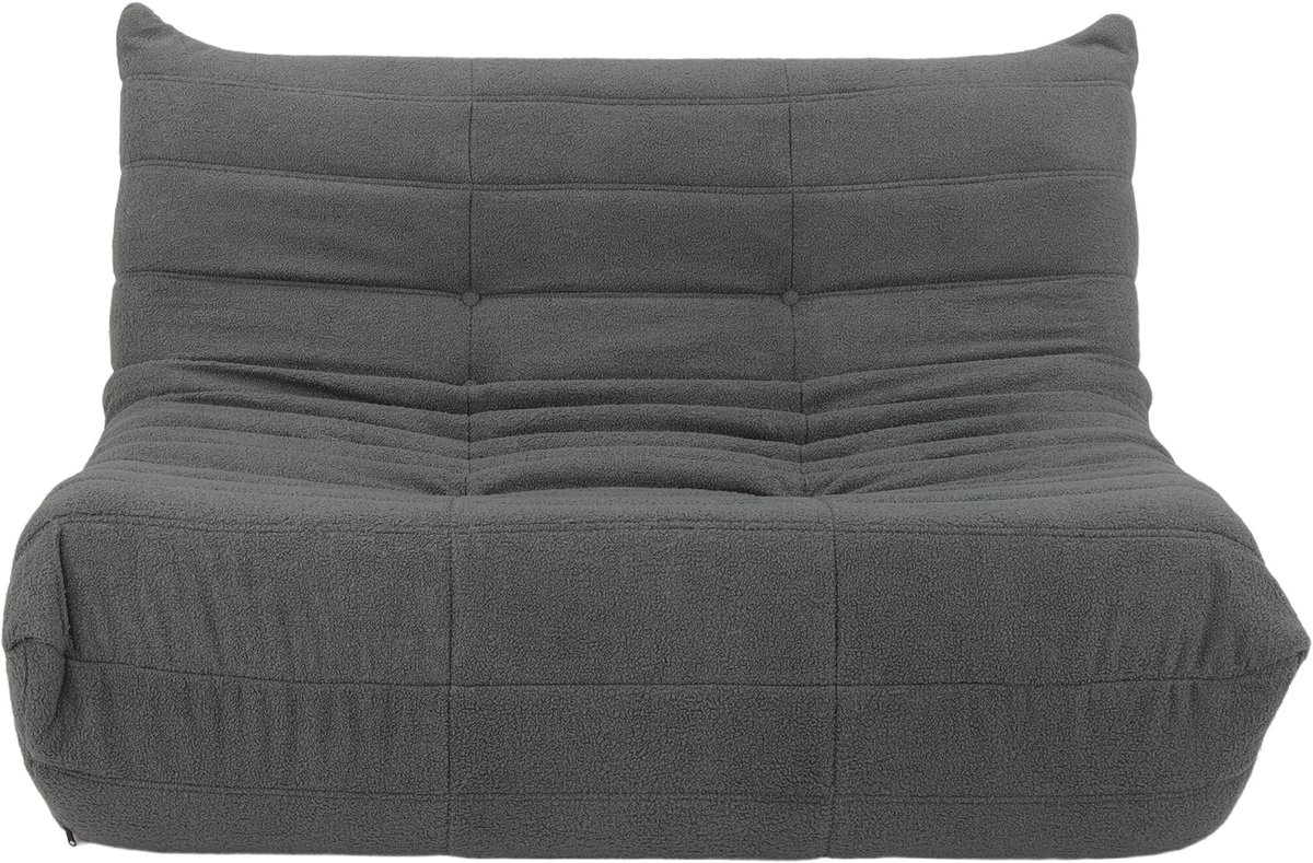 2 Persoons Vloersofa 135 cm – Lounge Vloerbank – Schuimvulling – Grijze Bekleding – Antislip Onderkant – Woonkamer & TV