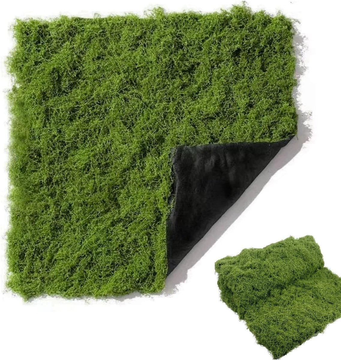 Decoratieve Kunstmosmat 1 m x 1 m voor Miniatuurtuinen, Knutselen en Landschapsarchitectuur - Wasbaar en Duurzaam Vlakmos voor Bloempotten en Modelbouw