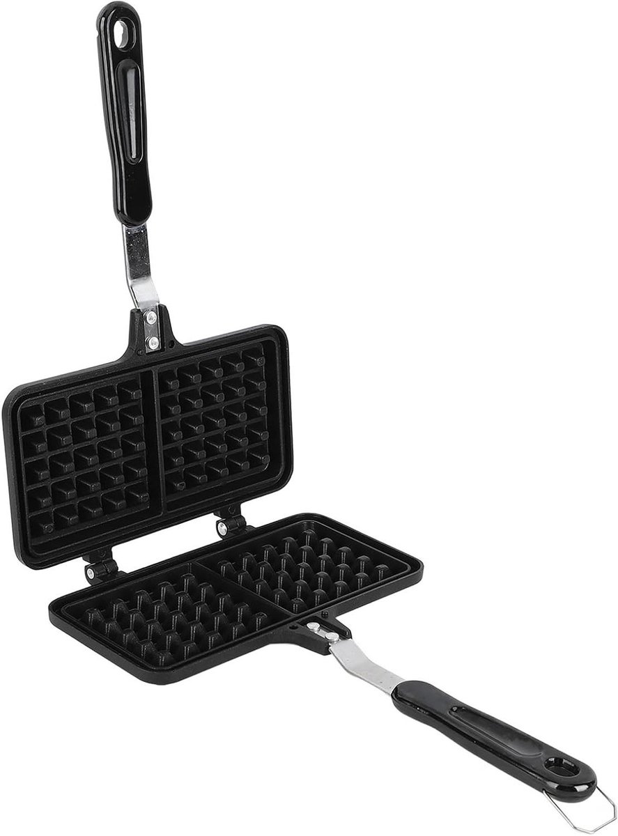 Wafelpan - Wafelmaker Dubbele Wafelpan - Ontbijt Bakken - Dubbele Kop - 21x33x3 cm - Zilver