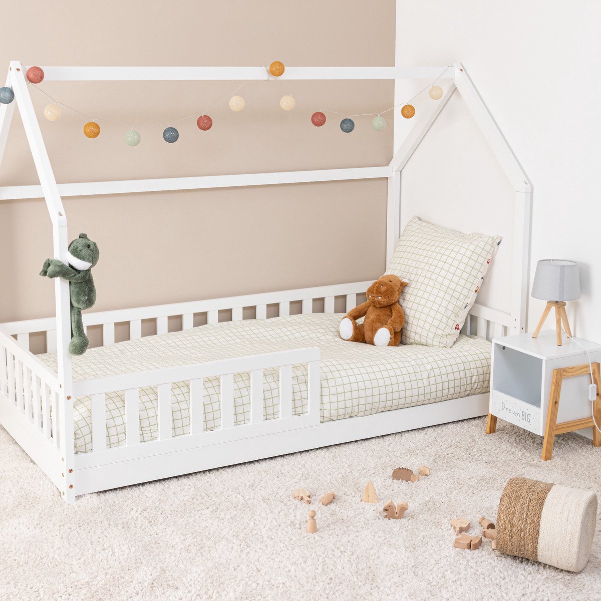 Atmosphera Kids Kinderbed hut - 90x190cm - Bed - Tentbed met bodem - Met beschermrand - Wit