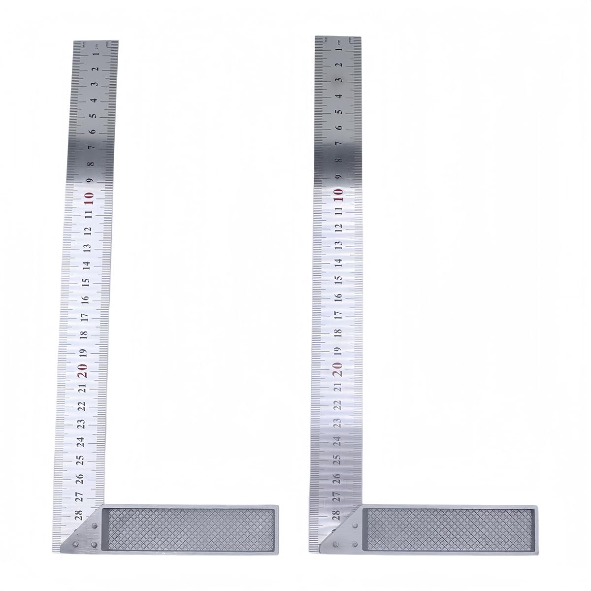 2 stuks stophoek, 30 cm, timmermanshoek met storing, meetindeling, voor timmerwerk, lay-out, doe-het-zelf werkplaats en locatiegebruik