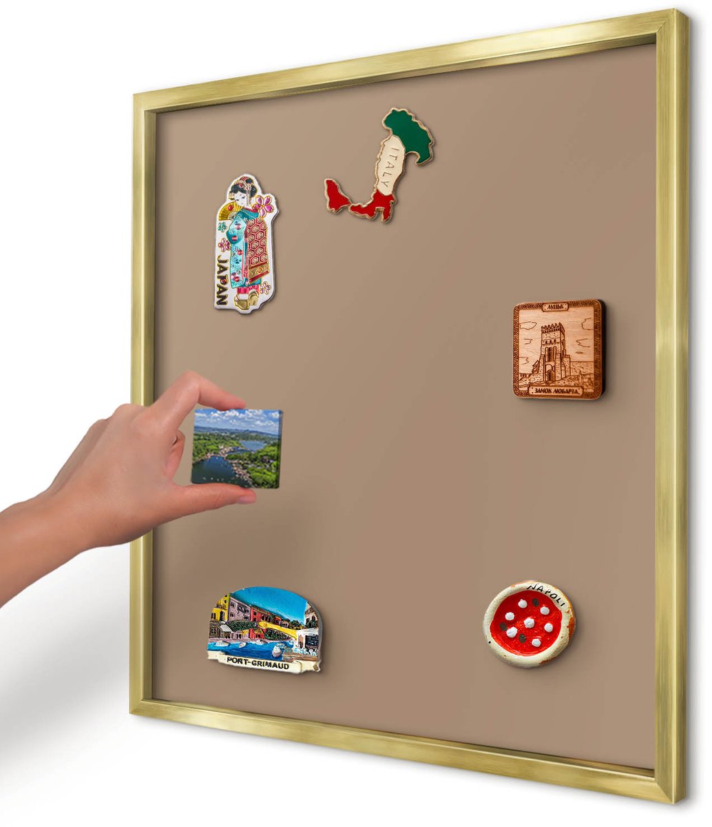 Artprintcave Bruin Magneetbord mit Gouden Frame - 50x50 cm - Warm Lichtbruin Magnetische Organizer - Minimalist Magneetbord Voor Foto's - Achtergronden En Patronen
