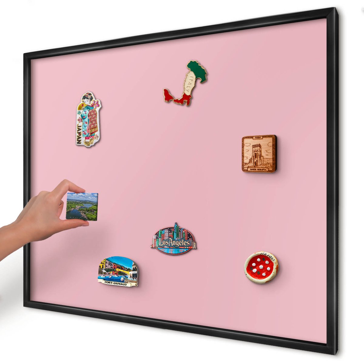 Artprintcave Roze Magneetbord mit Zwart Frame - 80x60 cm - Lichtroze Memobord Keuken - Minimalist Magneet Bord mit Frame - Achtergronden En Patronen