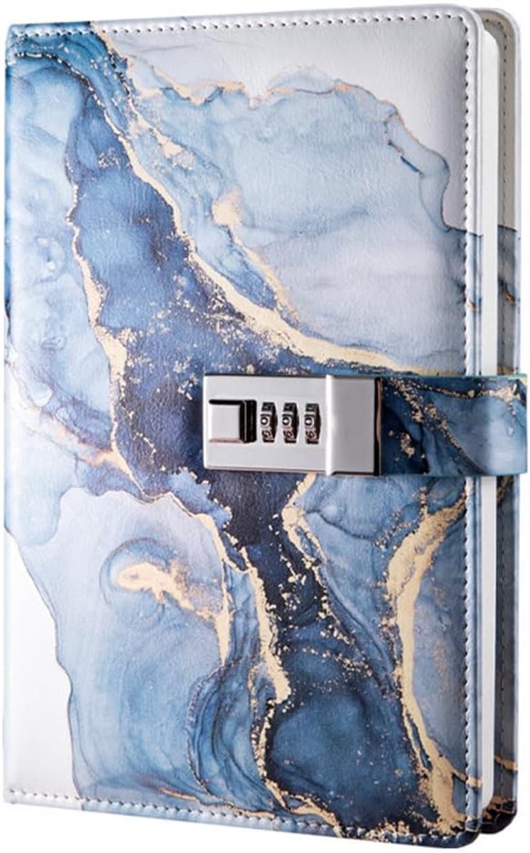 Dagboek met slot, leren notitieboek, A5, PU-leer, dagboek met slot