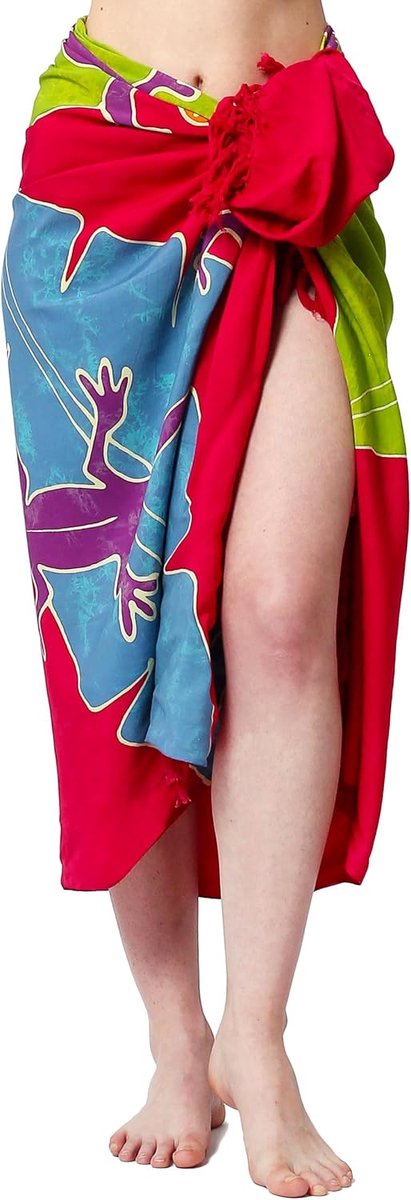 pareo sarong-doek voor dames, wikkelrok, strand, strandhanddoek, ondoorzichtig, wikkeldoek, omkleedhanddoek, wikkeljurk, handgemaakt uit Fair Trade, handbeschilderd, uniseks + gratis