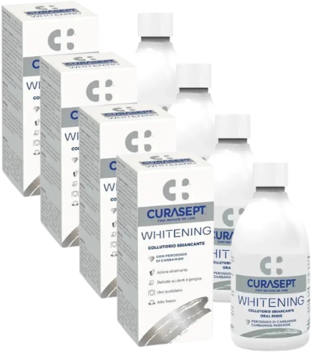 Curasept Whitening Mondspoeling - 4 x 300 ml - Voordeelverpakking